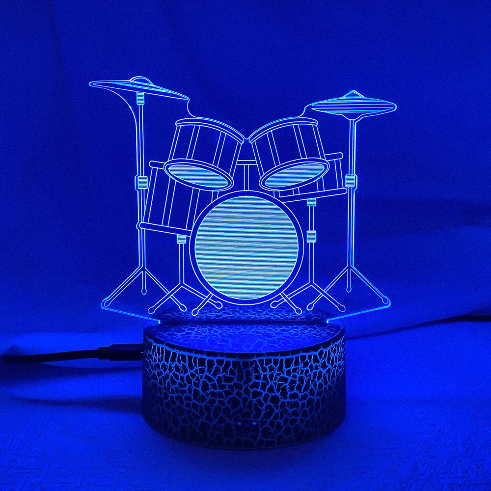 Creative Drum Set 3D Lamp LED with Remote & Touch Switch - 7 Color Change