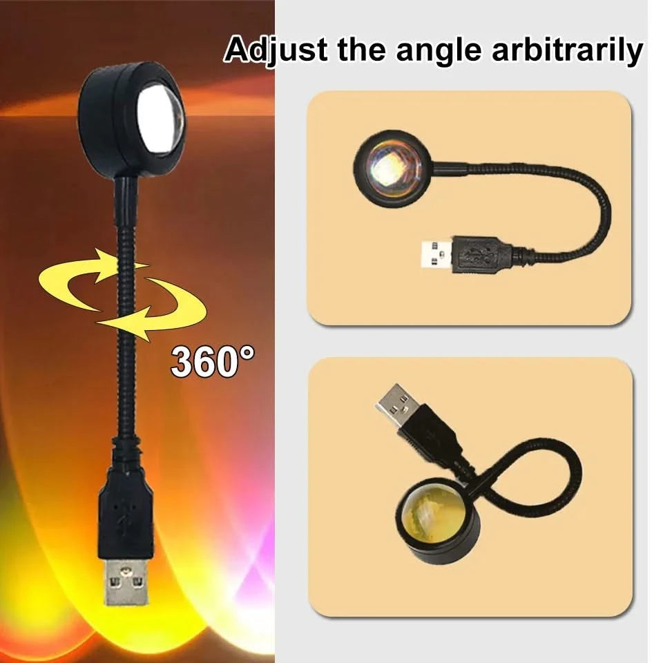 USB Sunset Lamp LED Rainbow Projector - Night Light for Home Decor