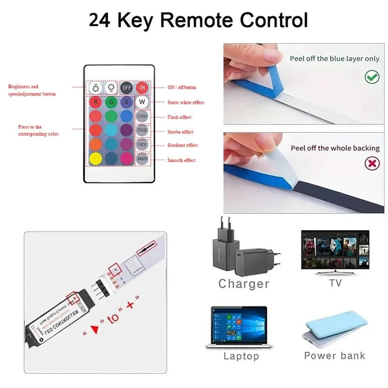Bluetooth LED Strip Lights – RGB TV Backlights & Home Decor Lighting