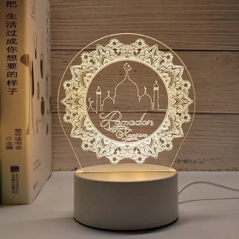 USB LED 3D Acrylic Night Light for Ramadan EID Mubarak Festival Decor