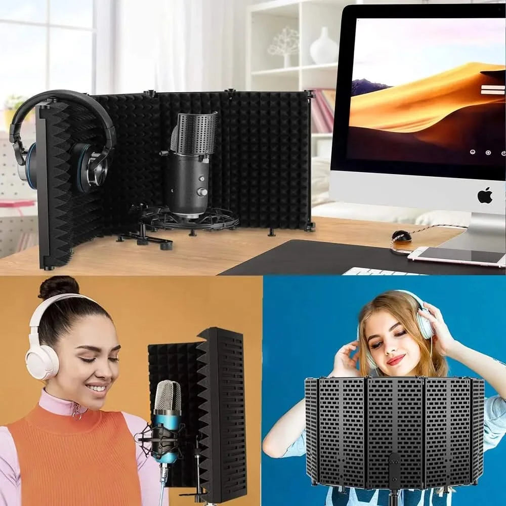 Professional Microphone Isolation Shield – Studio Sound Absorption Foam