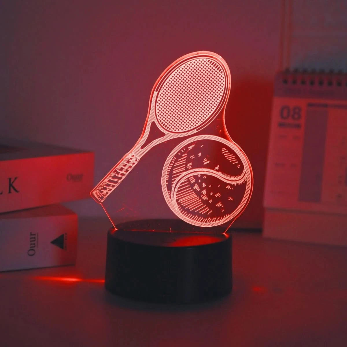Novelty Tennis 3D Night Light, Sports Enthusiast Gift for Bedroom Decor