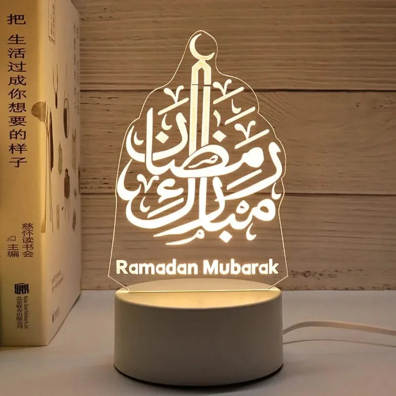 USB LED 3D Acrylic Night Light for Ramadan EID Mubarak Festival Decor