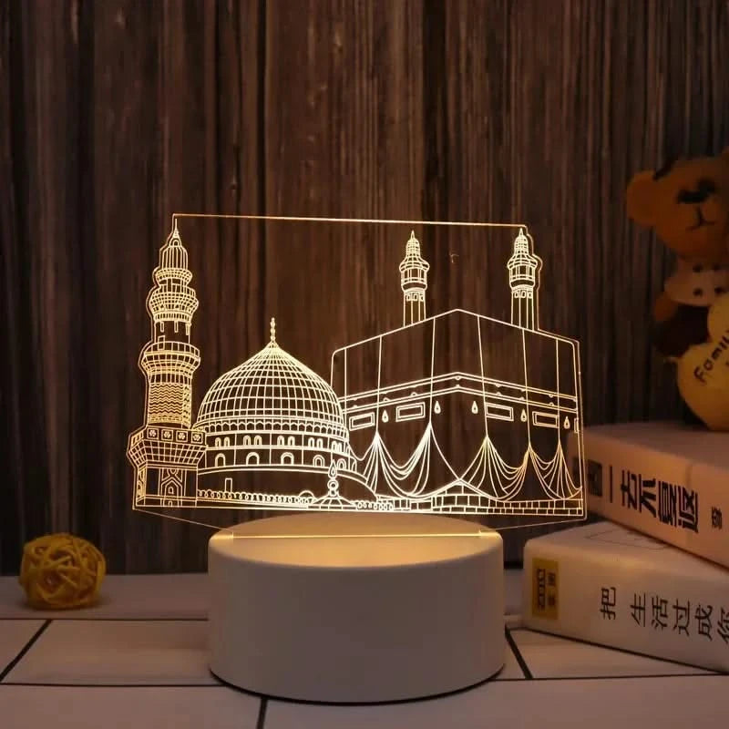USB LED 3D Acrylic Night Light for Ramadan EID Mubarak Festival Decor