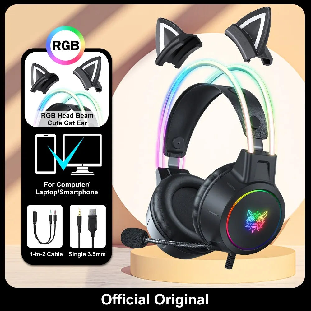 ONIKUMA X15 Pro Over-Ear Gaming Headset with RGB Light & Mic for PC/PS4
