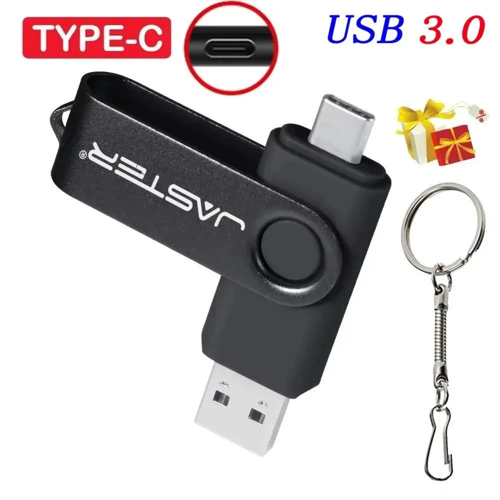 128GB USB 3.0 Type-C Flash Drive – High Speed Pen Drive with Keychain