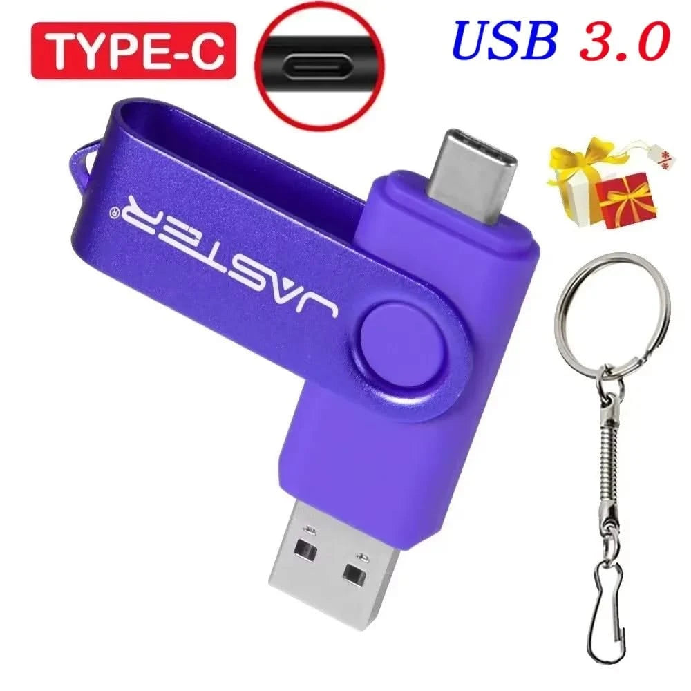 128GB USB 3.0 Type-C Flash Drive – High Speed Pen Drive with Keychain