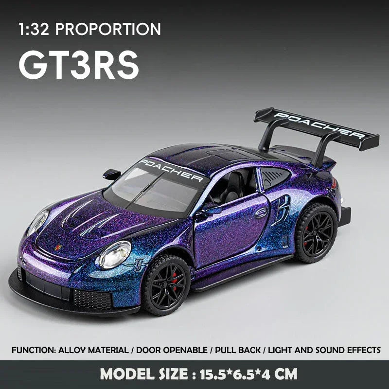 Diecast Miniature Voiture 1/32 Scale 911 GT3RS Sport Car Model Toy