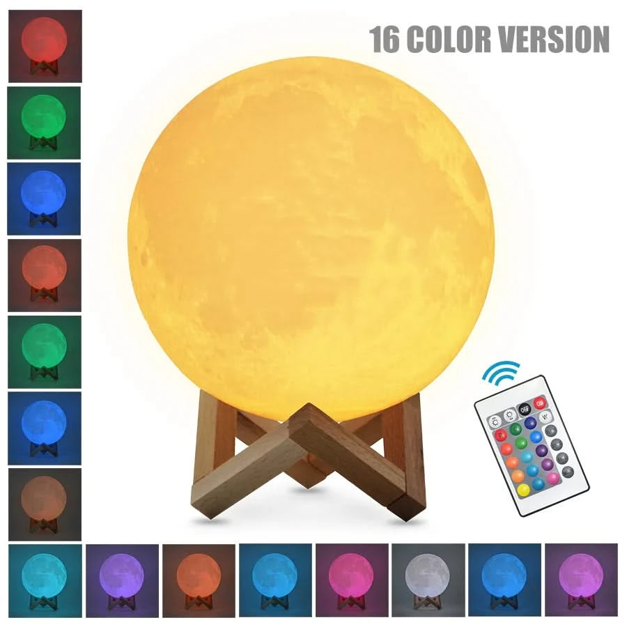 3D Moon & Star LED Touch Night Light – Rechargeable Colorful Lamp for Kids