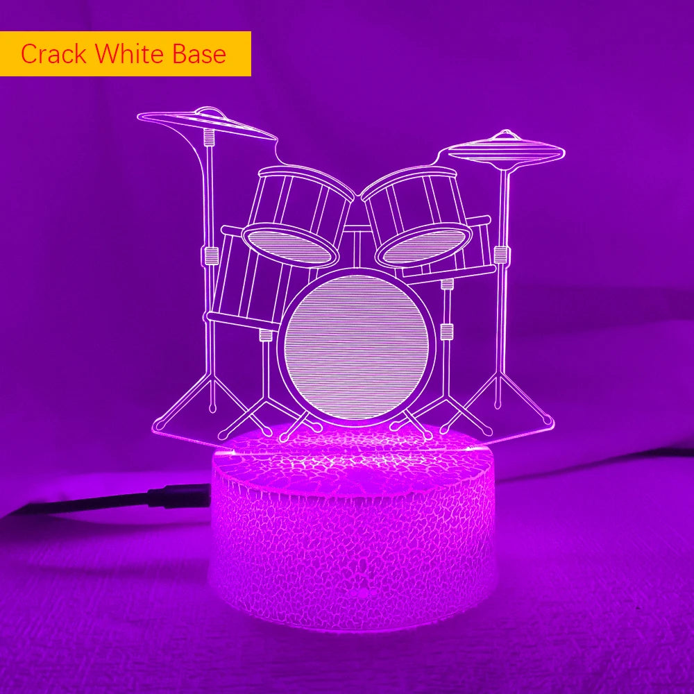 Creative Drum Set 3D Lamp LED with Remote & Touch Switch - 7 Color Change