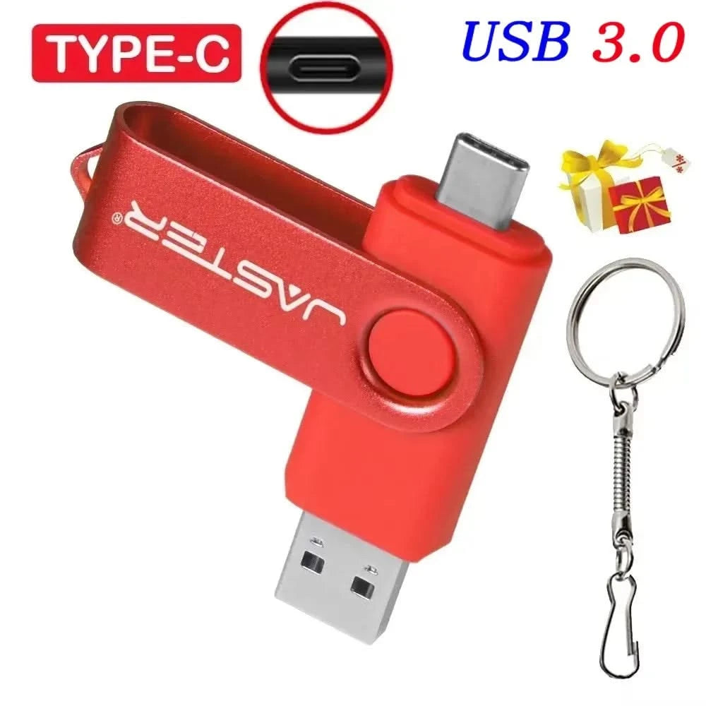 128GB USB 3.0 Type-C Flash Drive – High Speed Pen Drive with Keychain