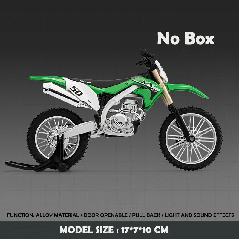 1:12 Scale Kawasaki KX450 Off-Road Motorbike Diecast Model Toy