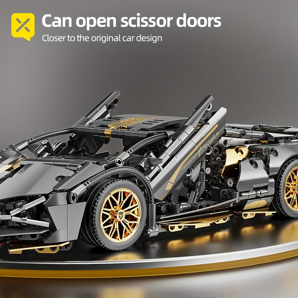 Black & Golden Racing Car – Technology Building Blocks Sports Car Model