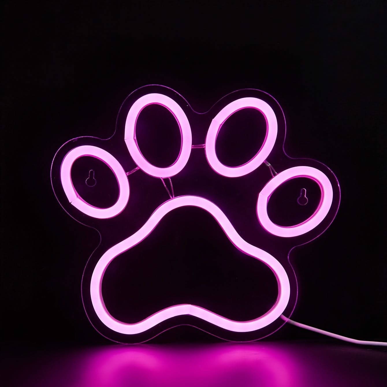 Dog Paw LED Neon Sign – USB Night Light for Pet Lovers and Home Decor