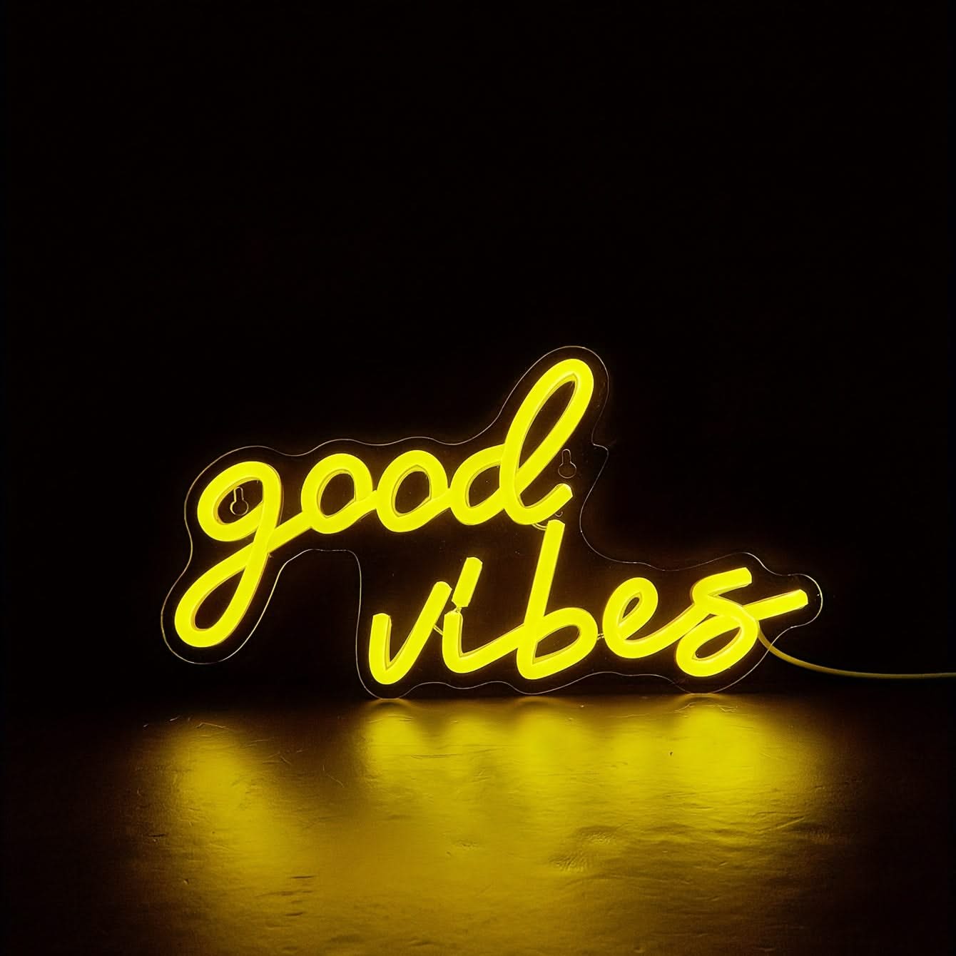 Good Vibes LED Neon Sign – Pink USB Wall Light in Cursive for Bedroom Decor