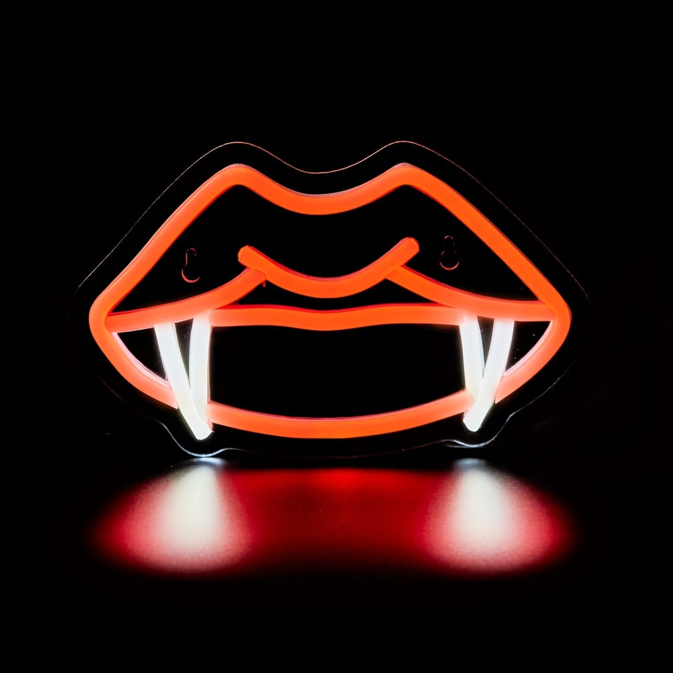 Fangs Neon Sign – USB LED Wall Light for Man Cave, Gothic, or Halloween Decor