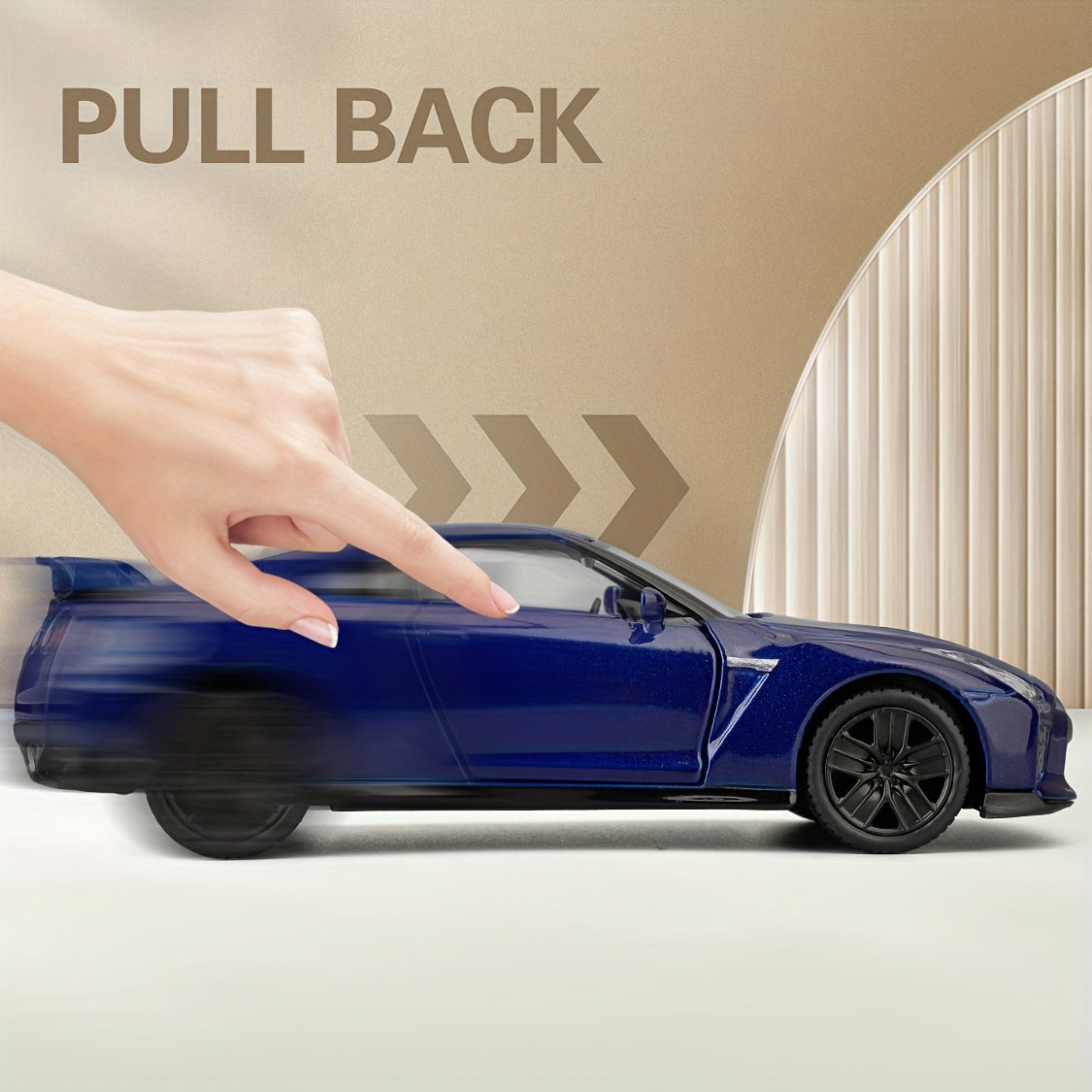 RMZCITY 1/36 Nissan GT-R Alloy Toy Car for Kids - Pull Back Action, Blue