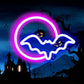 Moon & Bat LED Neon Sign – USB/Battery Powered Wall Light for Halloween & Parties