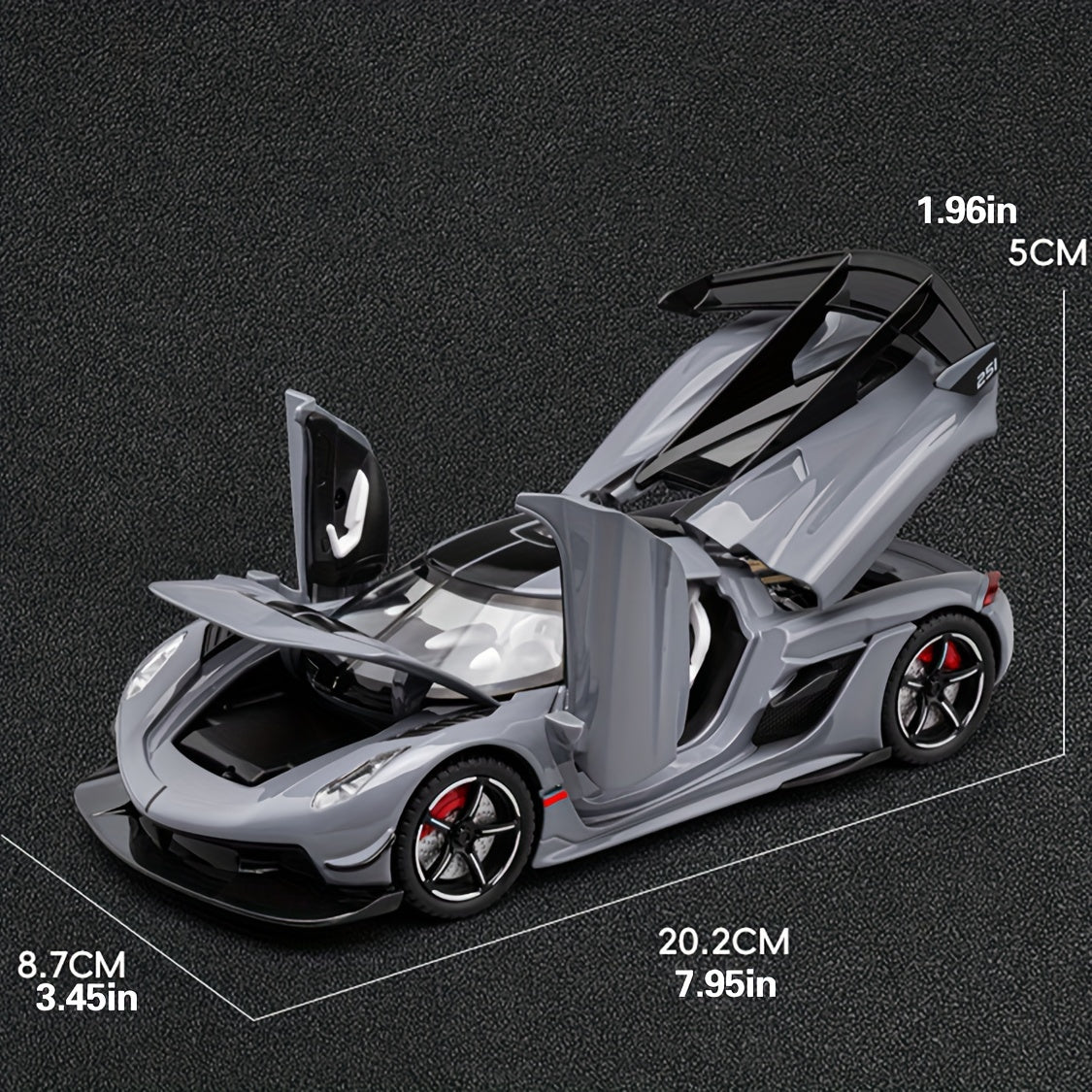 1:24 Scale Zinc Alloy Car - Pull Back Toy w/ Sound & Light Gift