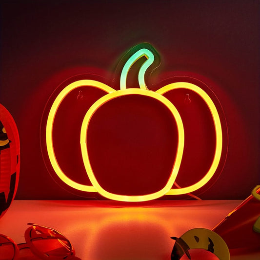 Halloween Pumpkin Neon Sign – USB Jack-o'-Lantern LED Light with Switch
