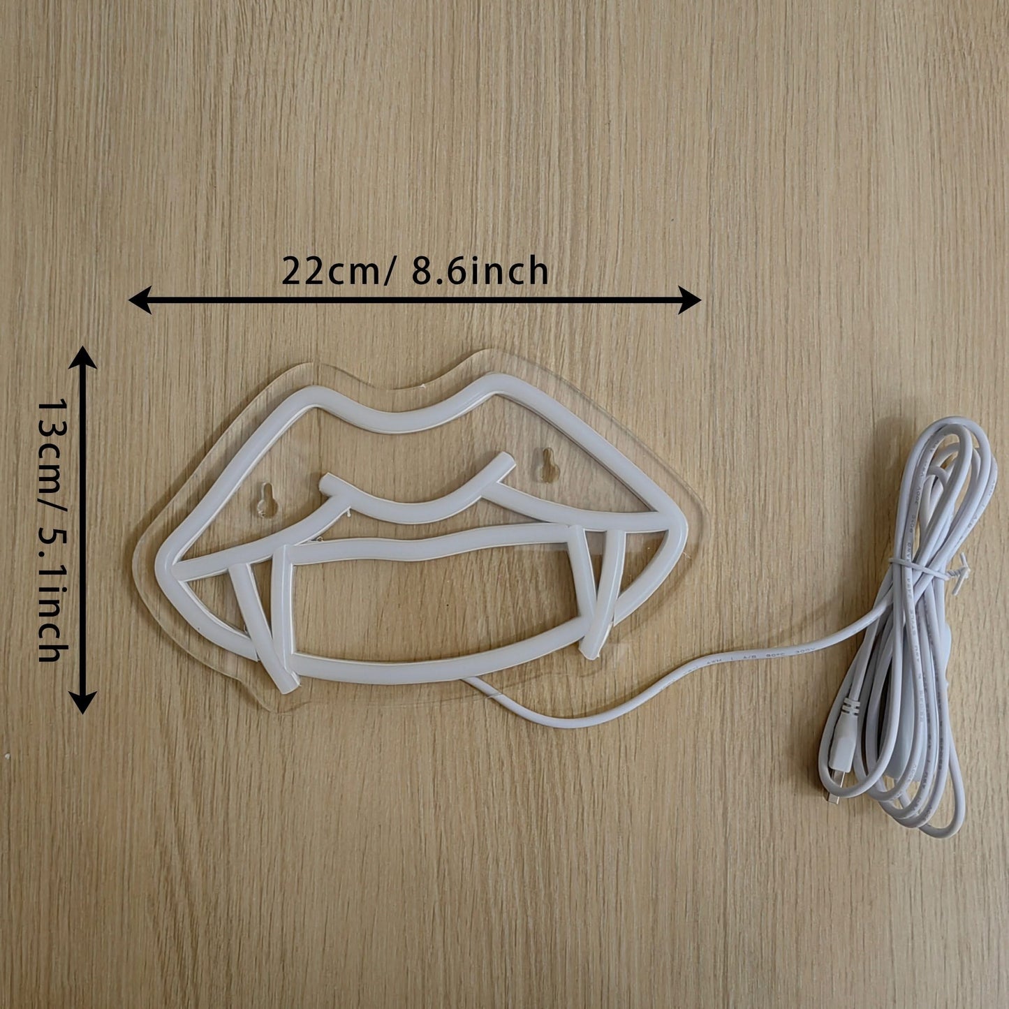 Fangs Neon Sign – USB LED Wall Light for Man Cave, Gothic, or Halloween Decor