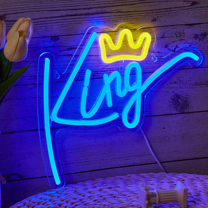King Neon Sign – USB LED Wall Light for Bedroom, Living Room & Room Ambiance