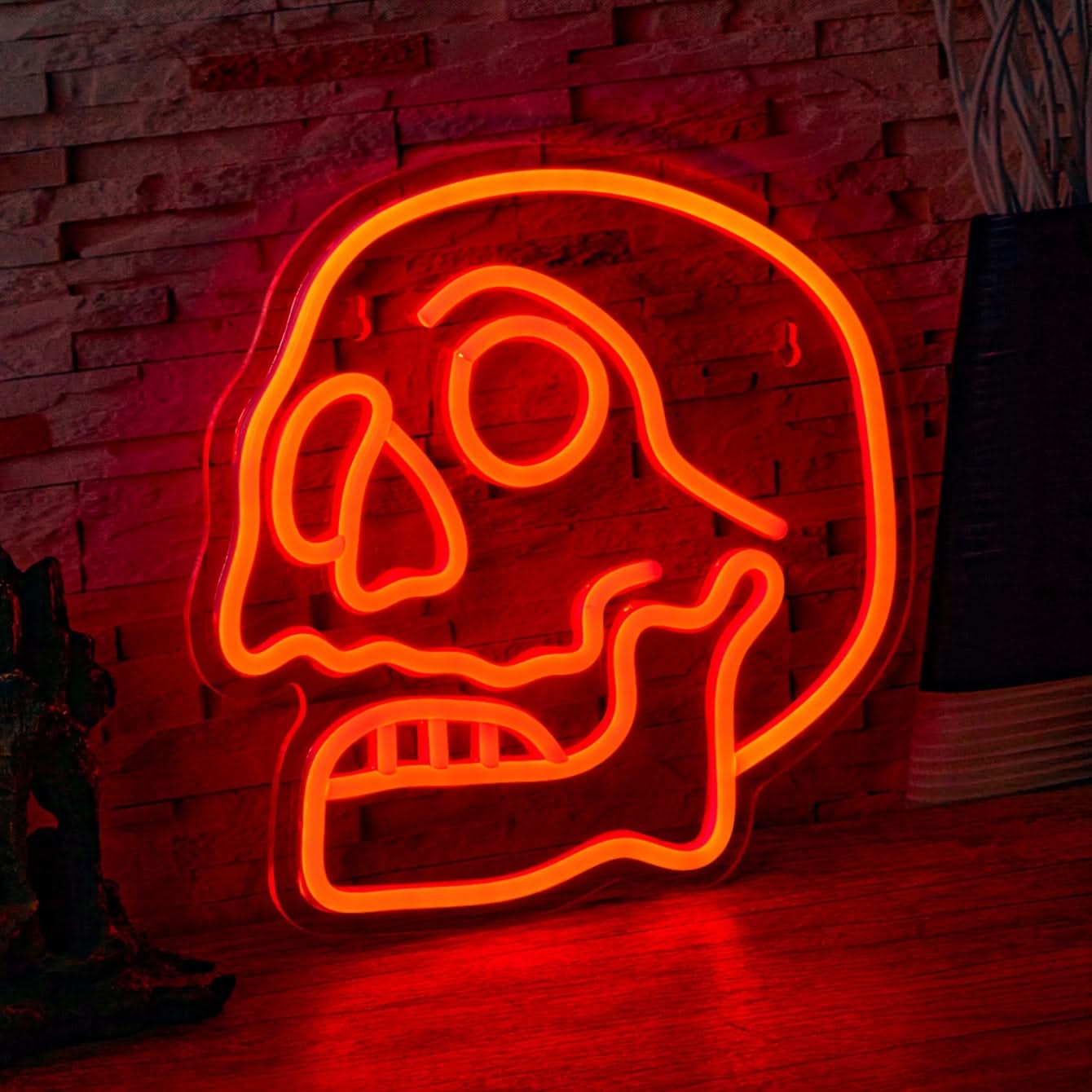 Halloween Skull Neon Sign – USB LED Wall Light with Line Switch for Halloween Decor