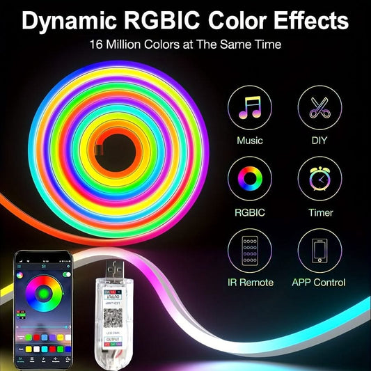 RGBIC Neon Strip Light – Music-Sync DIY LED Lights for TV & Room Decor