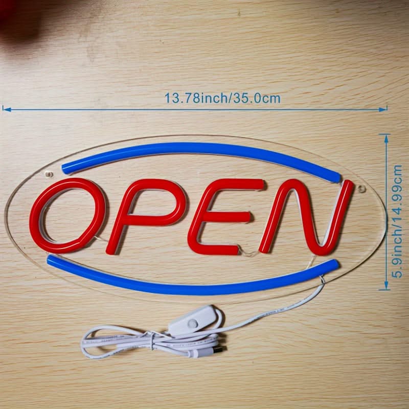Neon Open Sign – USB LED Wall Light for Bars, Shops & Cafés