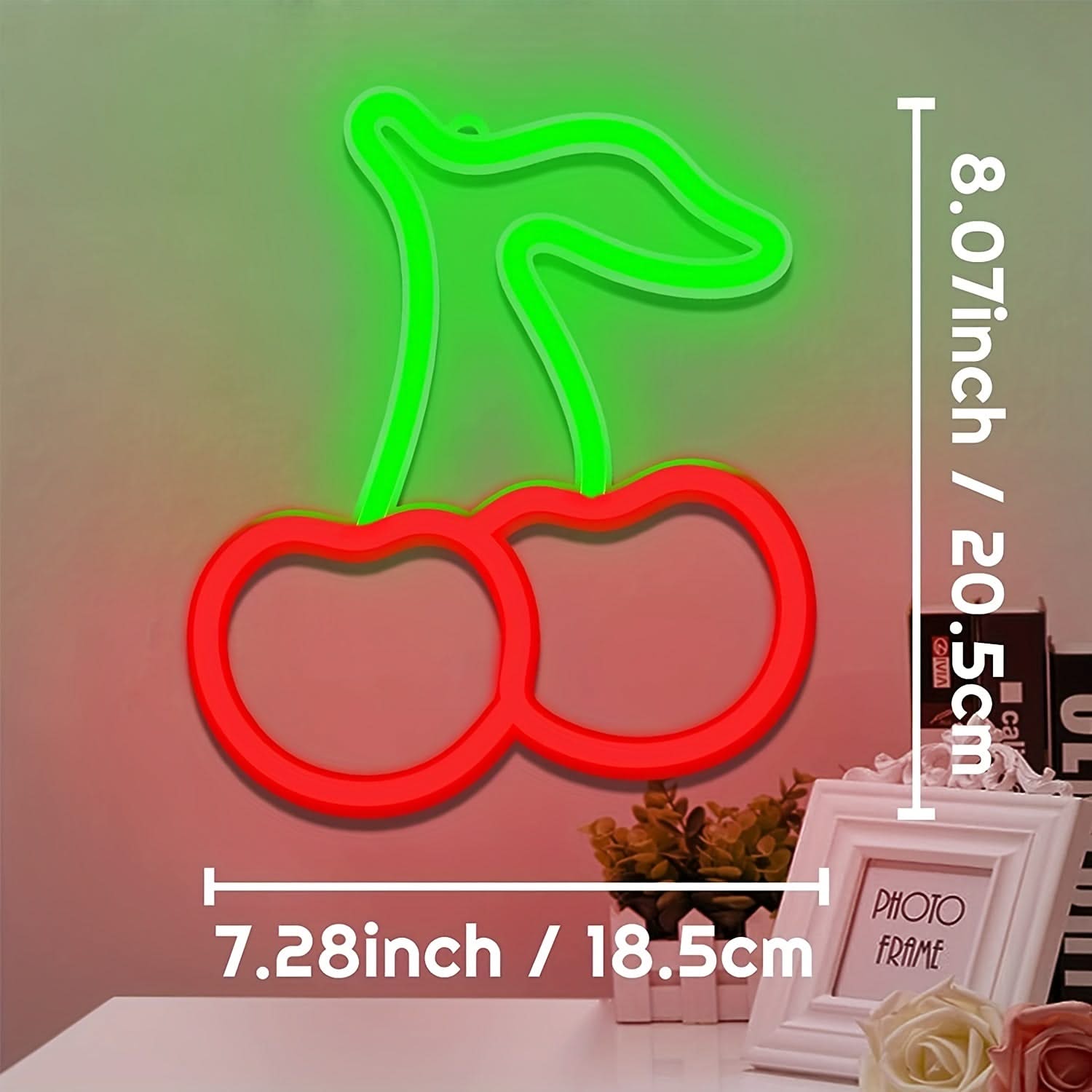 Cherry Neon Sign – Bright USB LED Wall Light for Bedroom and Party Decor
