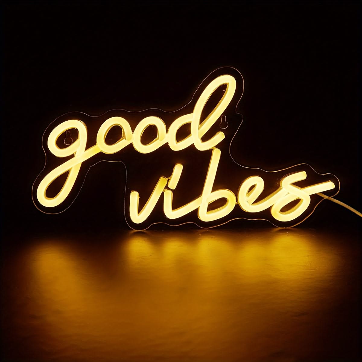 Good Vibes LED Neon Sign – Pink USB Wall Light in Cursive for Bedroom Decor