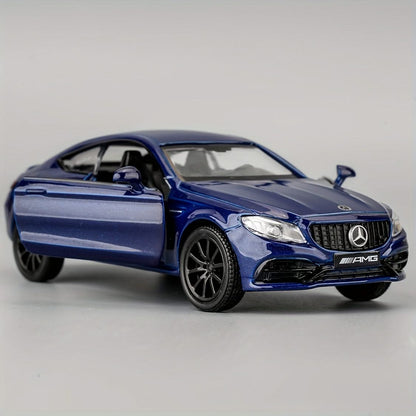 RMZCITY 1:36 Benz C63 S AMG Automodell, Diecast Pull Back Modellauto, Türen öffnen sich, Sammlerstück für Kinder ab 3 Jahren, Geschenk Blau