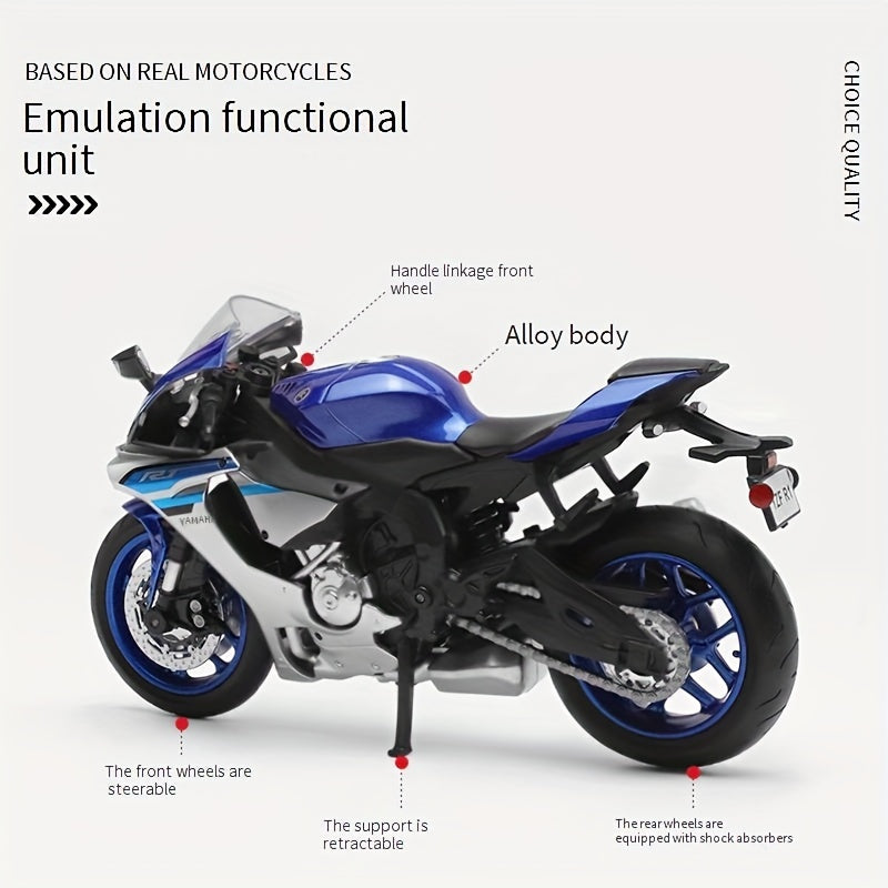 1:12 Scale Alloy Yamaha YZF-R1 Motorcycle Toy for Kids - Pull-Back Model, Gift for Boys