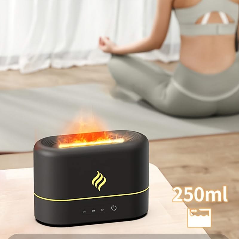 7-Color Flame Humidifier – USB Aromatherapy Diffuser for Travel & Home