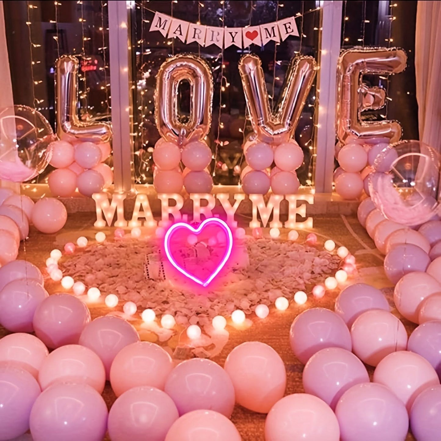 Pink Heart-Shaped Neon LED Sign for Girls Room Decor