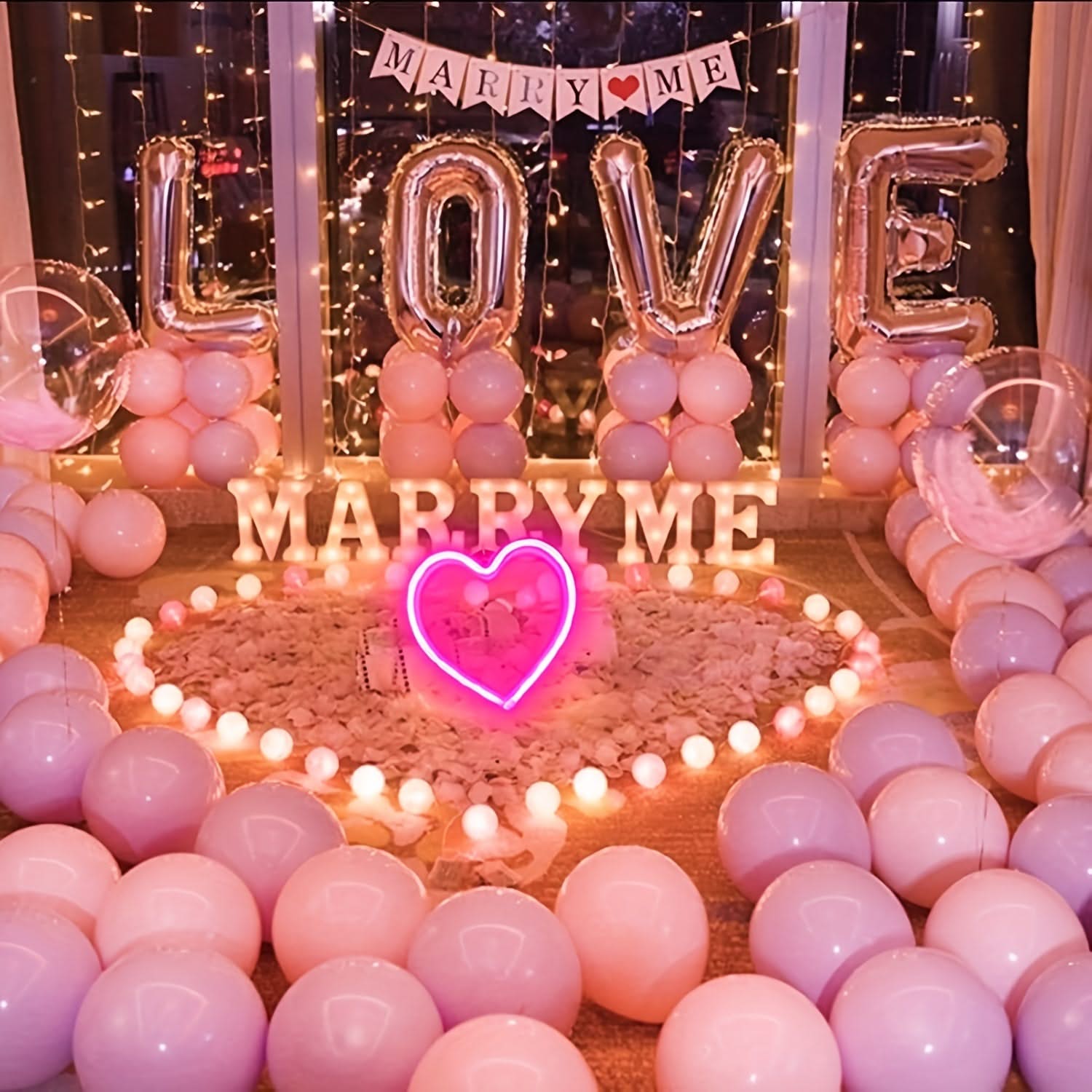 Pink Heart-Shaped Neon LED Sign for Girls Room Decor