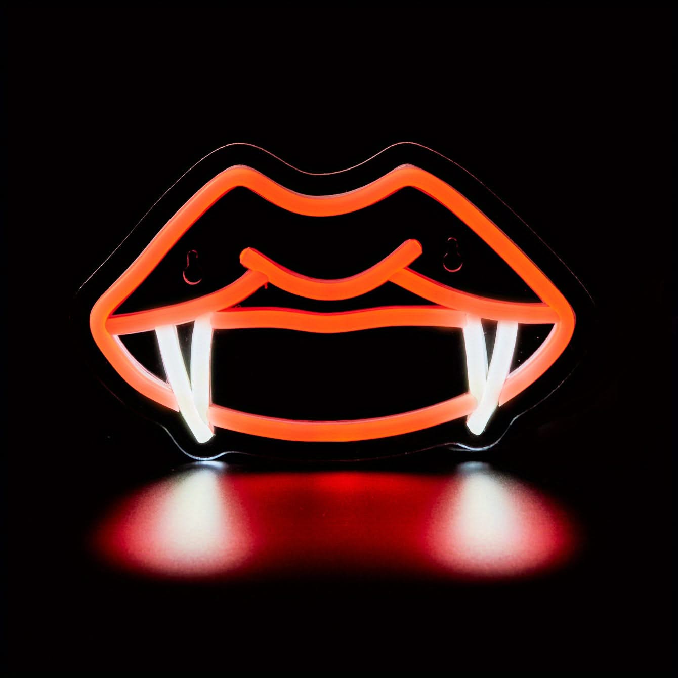 Fangs Neon Sign – USB LED Wall Light for Man Cave, Gothic, or Halloween Decor