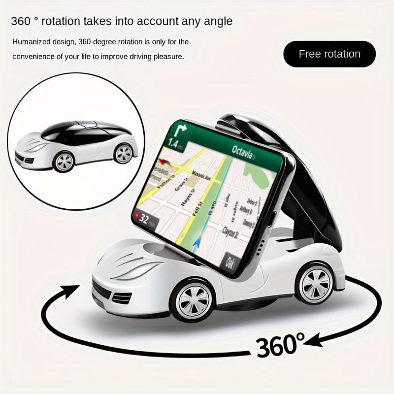 Car Model Phone Stand – Foldable 360° Rotation Dashboard Holder for Mobile